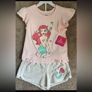NWT Girl’s Disney The Little Mermaid Ariel 2 Piece Set. Embroidered